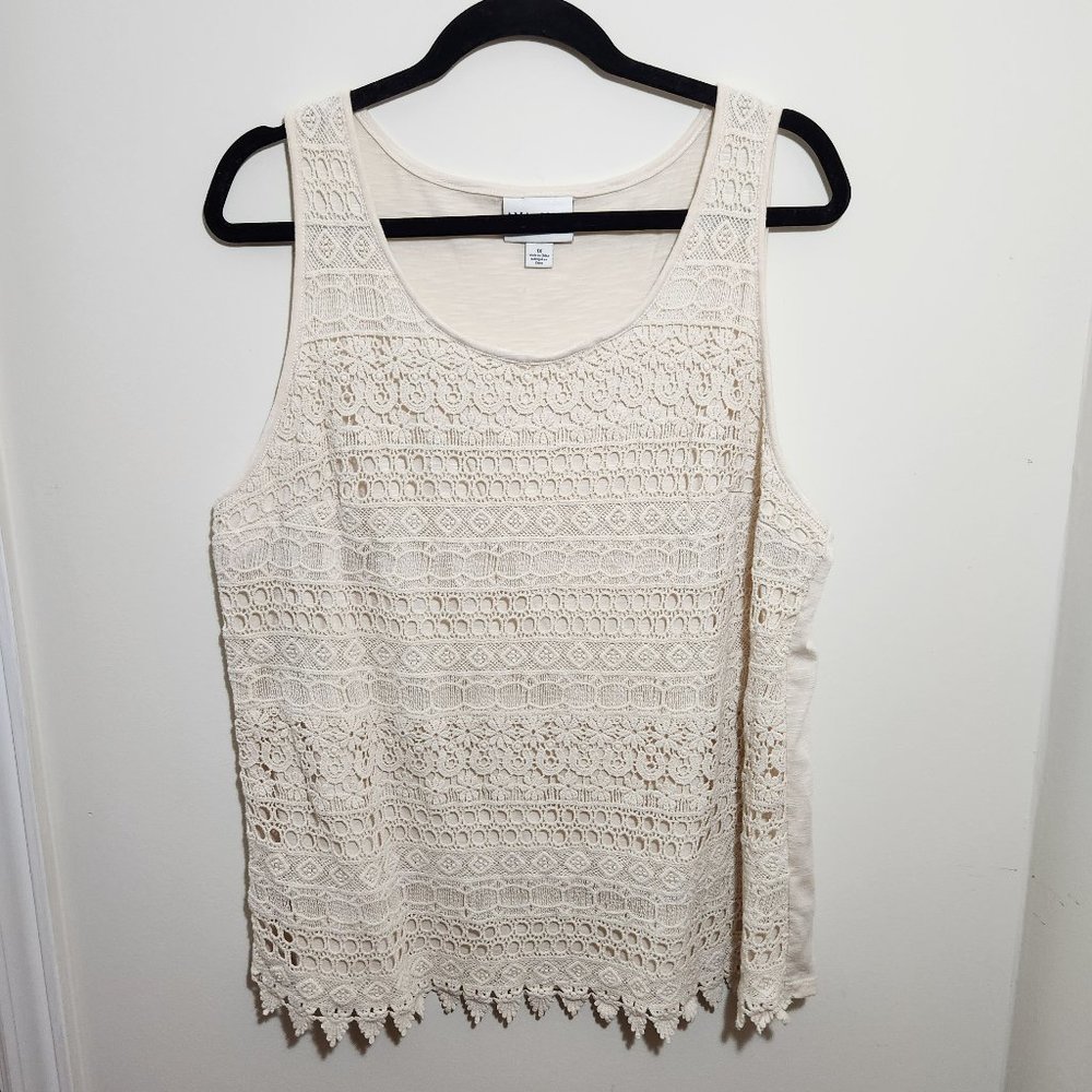 Ava & Viv - Crochet Tank Top - Cream - 1X